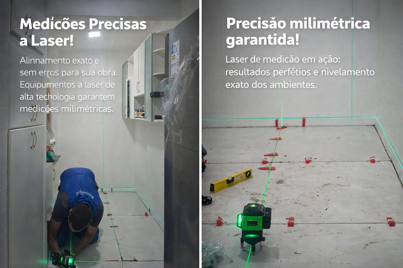 Equipe trabalhando com precisão e serviços descritos na imagem